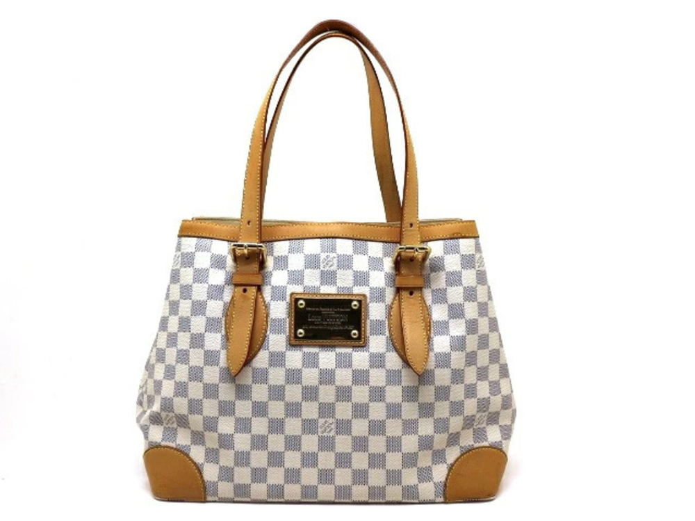 LOUIS VUITTON Hampstead Damier Azur White Tote Bag